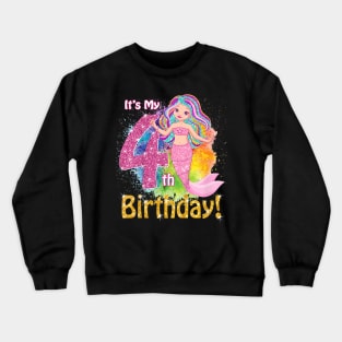 Kids 4 Year Old (It'S My 4Th Birthday) Mermaid Outfit Crewneck Sweatshirt